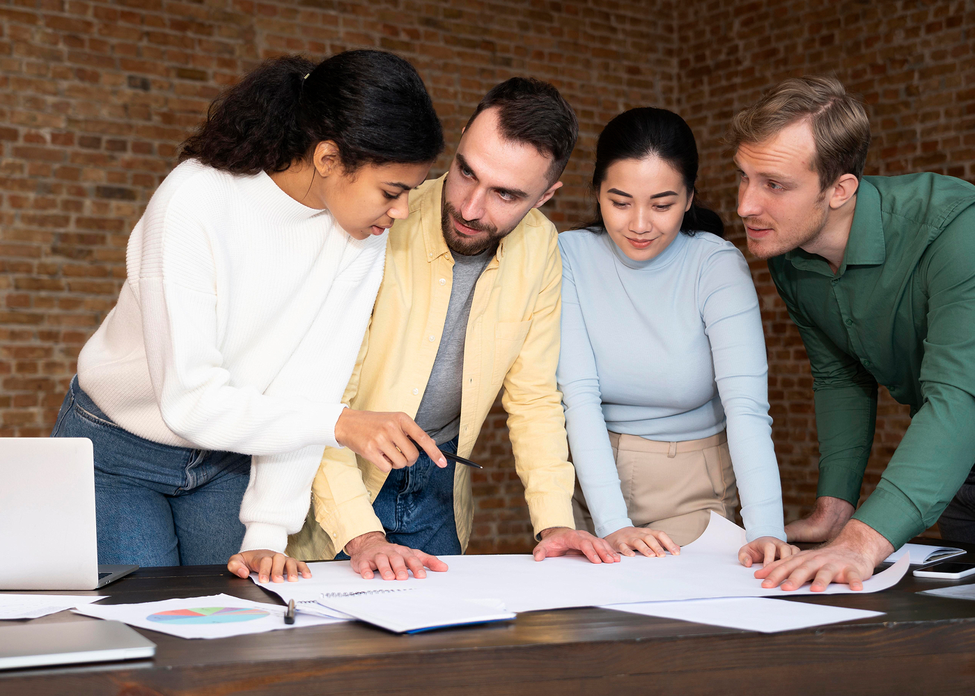 Employee working productively at office