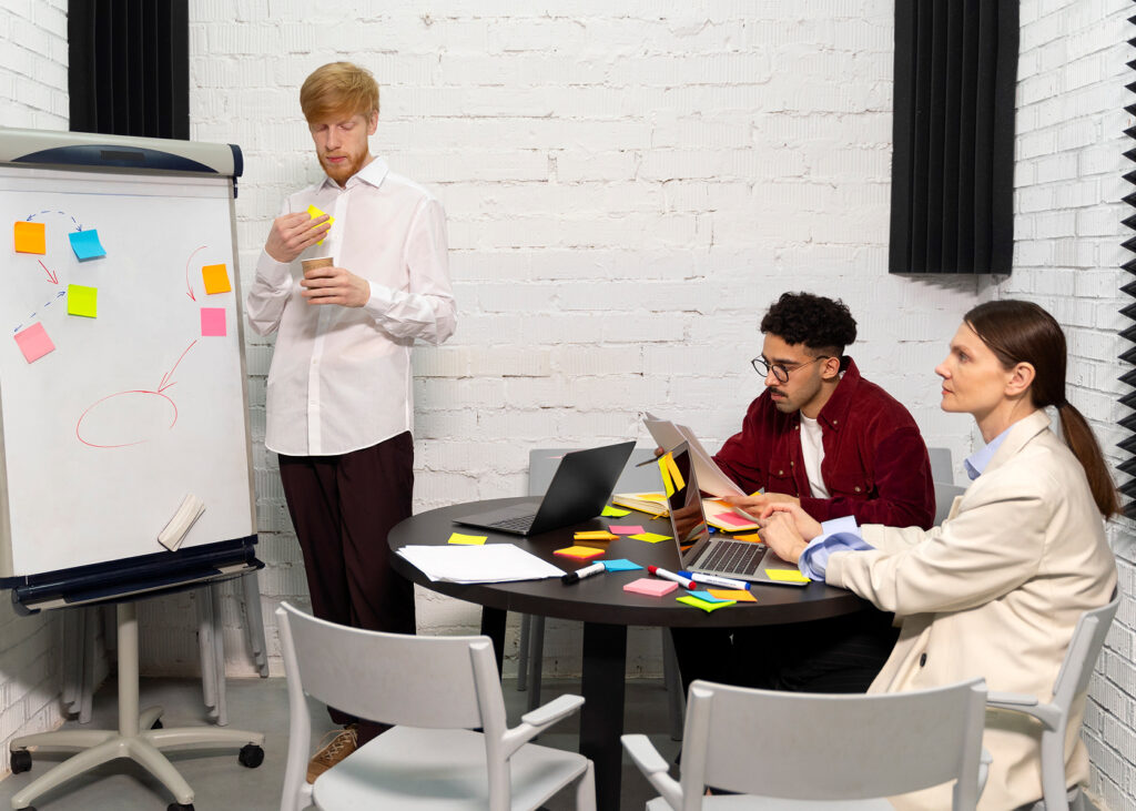 Team getting excited watching their performance